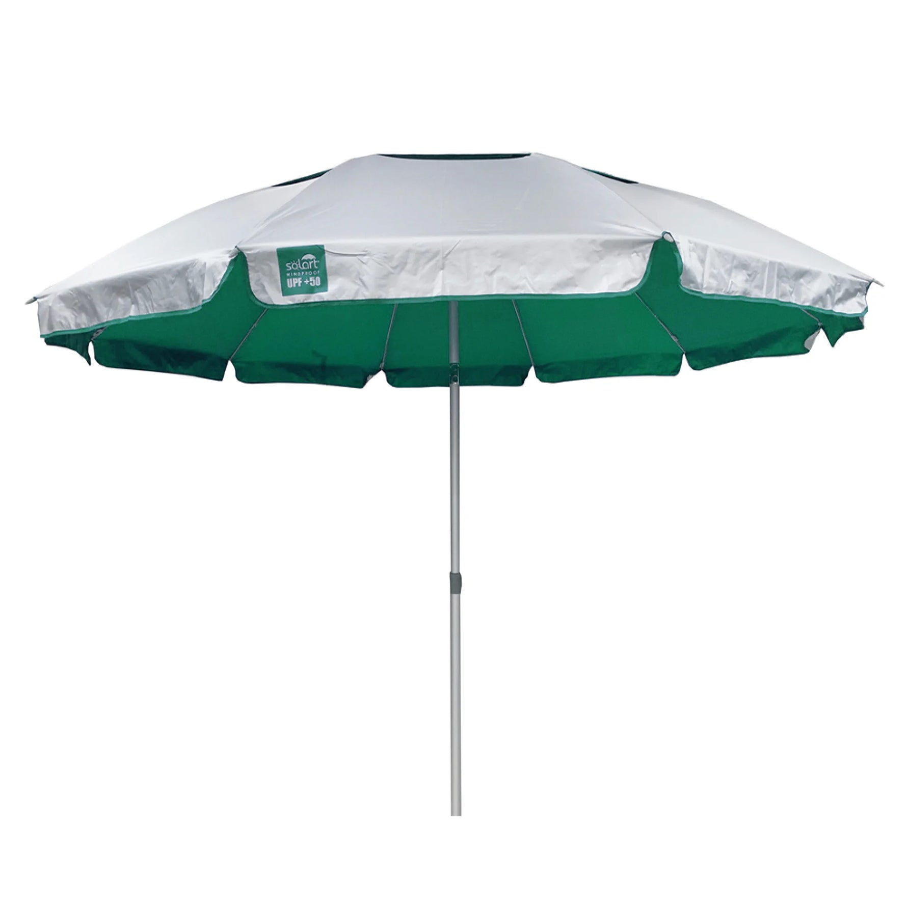 Umbrelă Plajă SOLART 220cm 10 Coaste UPF50+ Gri/Verde