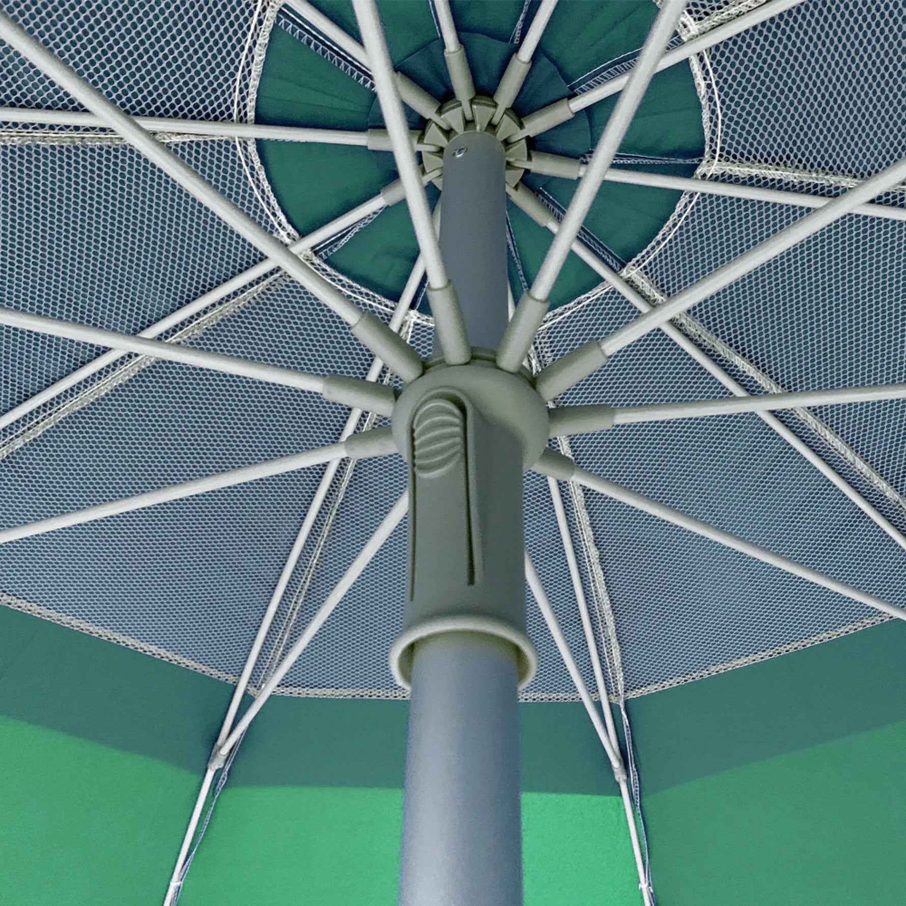 Umbrelă Plajă SOLART 220cm 10 Coaste UPF50+ Gri/Verde