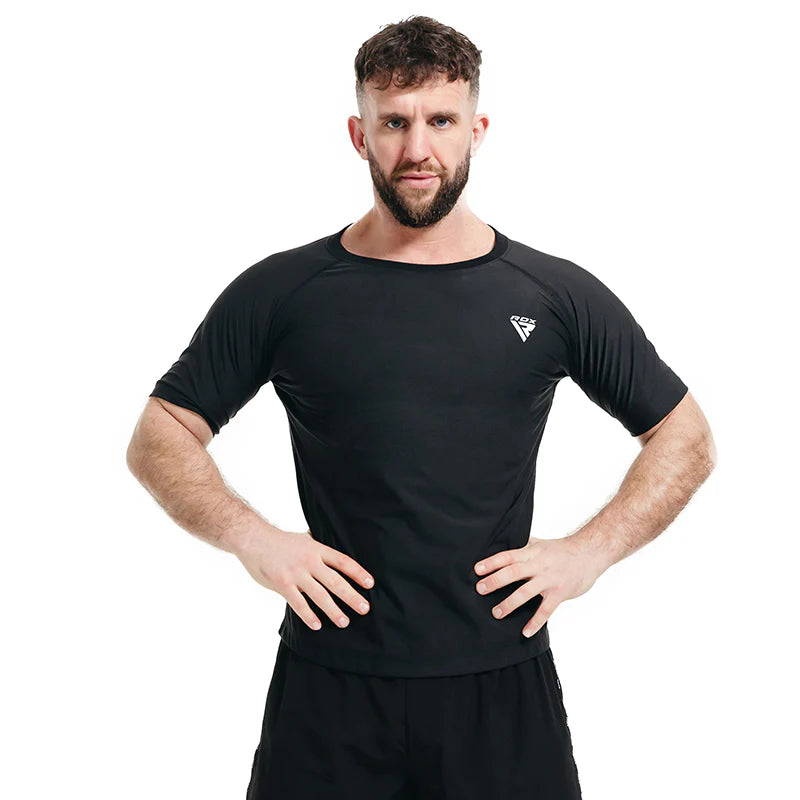 Tricou Transpirație Bărbați RDX M1 Heat Suit™ Instant Sweat™ Negru