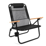 Scaun Plajă Maui & Sons Textilene Aluminiu 3 Poziții Negru - expert - sport.ro