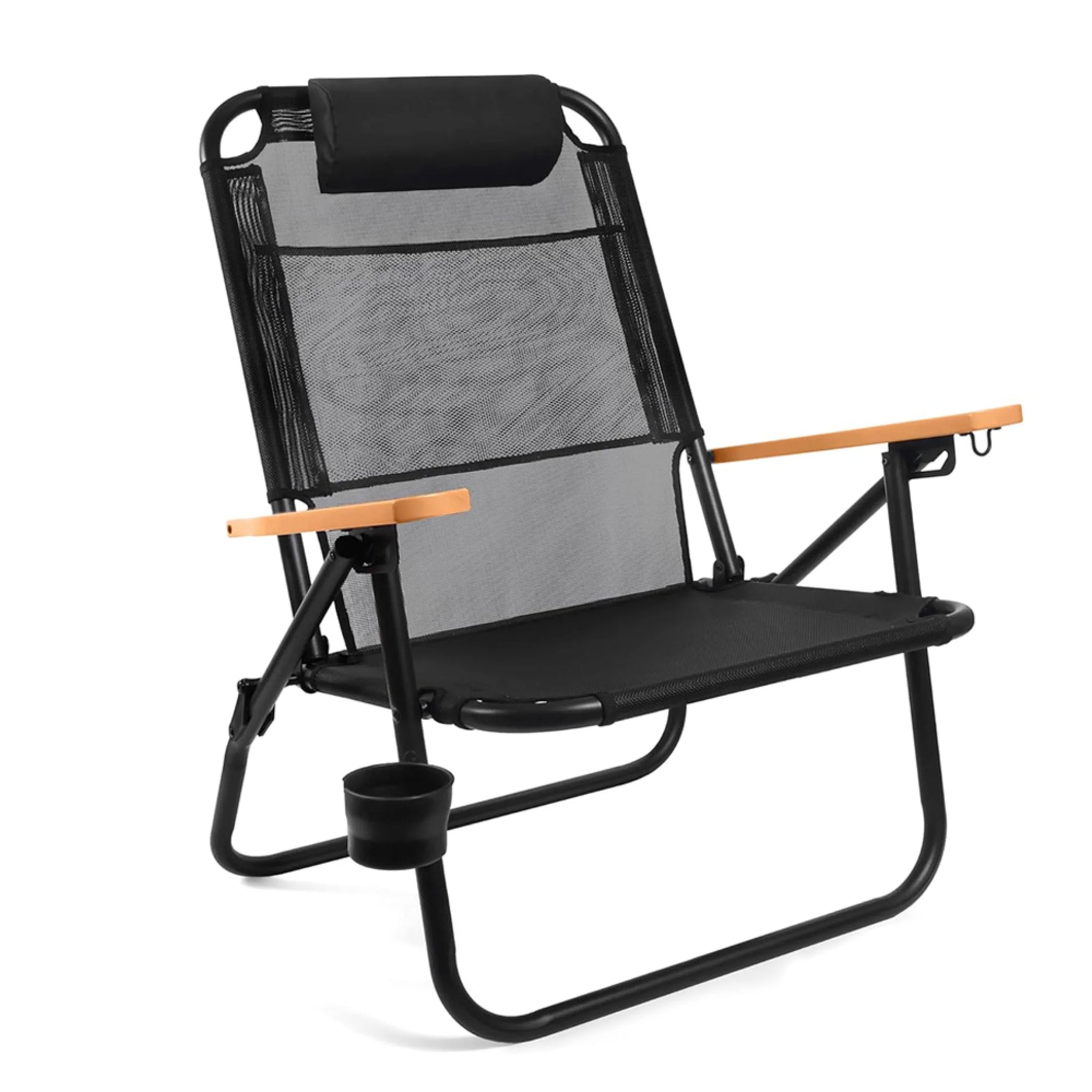 Scaun Plajă Maui & Sons Textilene Aluminiu 3 Poziții Negru - expert - sport.ro
