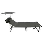 Şezlong Plajă SOLART Textilene Aluminiu 4 Poziții cu Parasolar Antracit