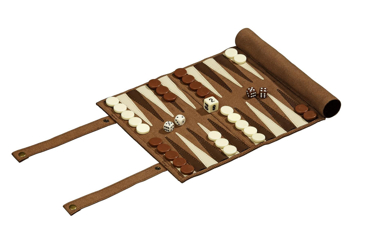 Set de călătorie Philos pentru șah, table și dame, imitație de piele