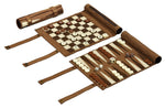 Set de călătorie Philos pentru șah, table și dame, imitație de piele