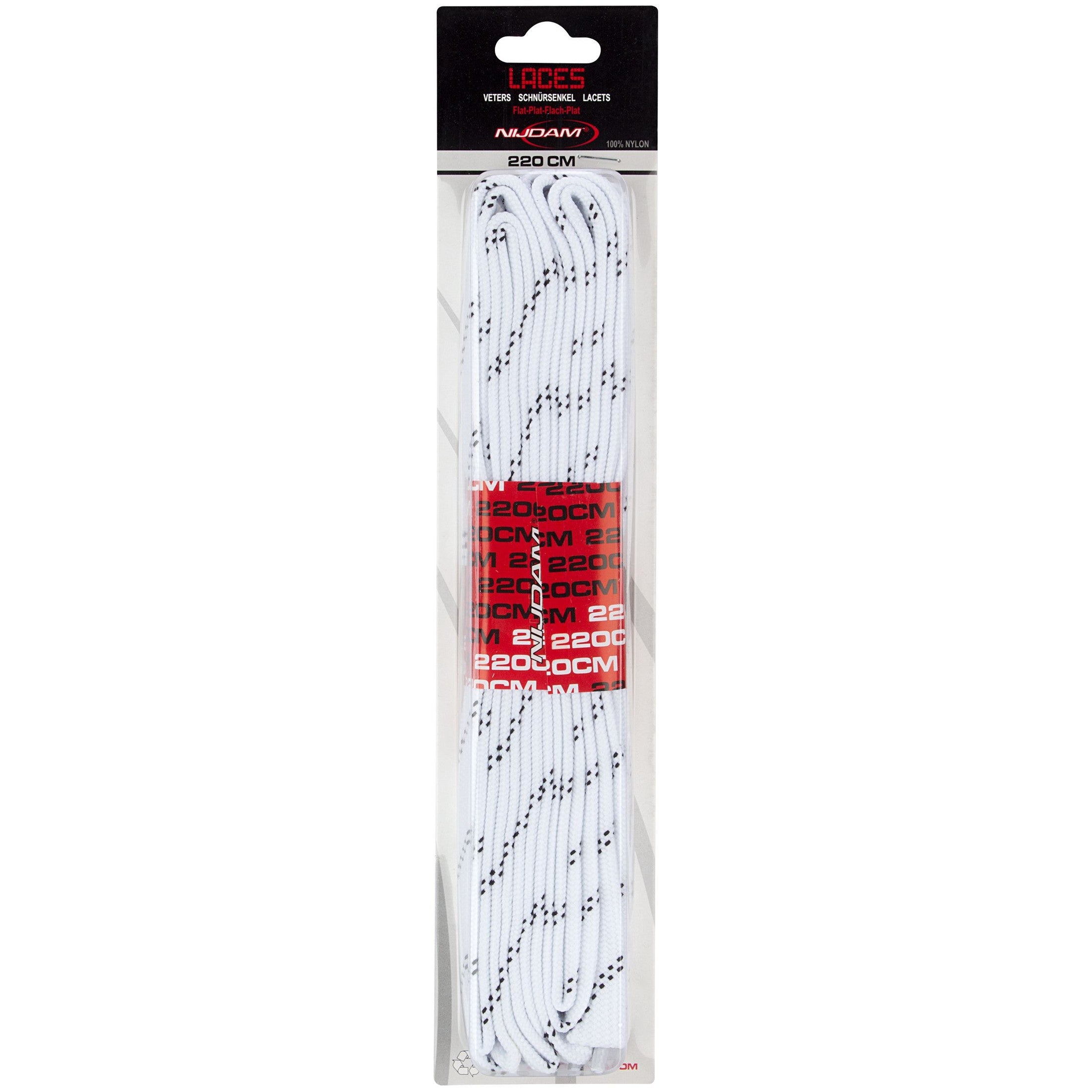 Set 2 perechi sireturi Nijdam, 220 cm, Alb/Negru