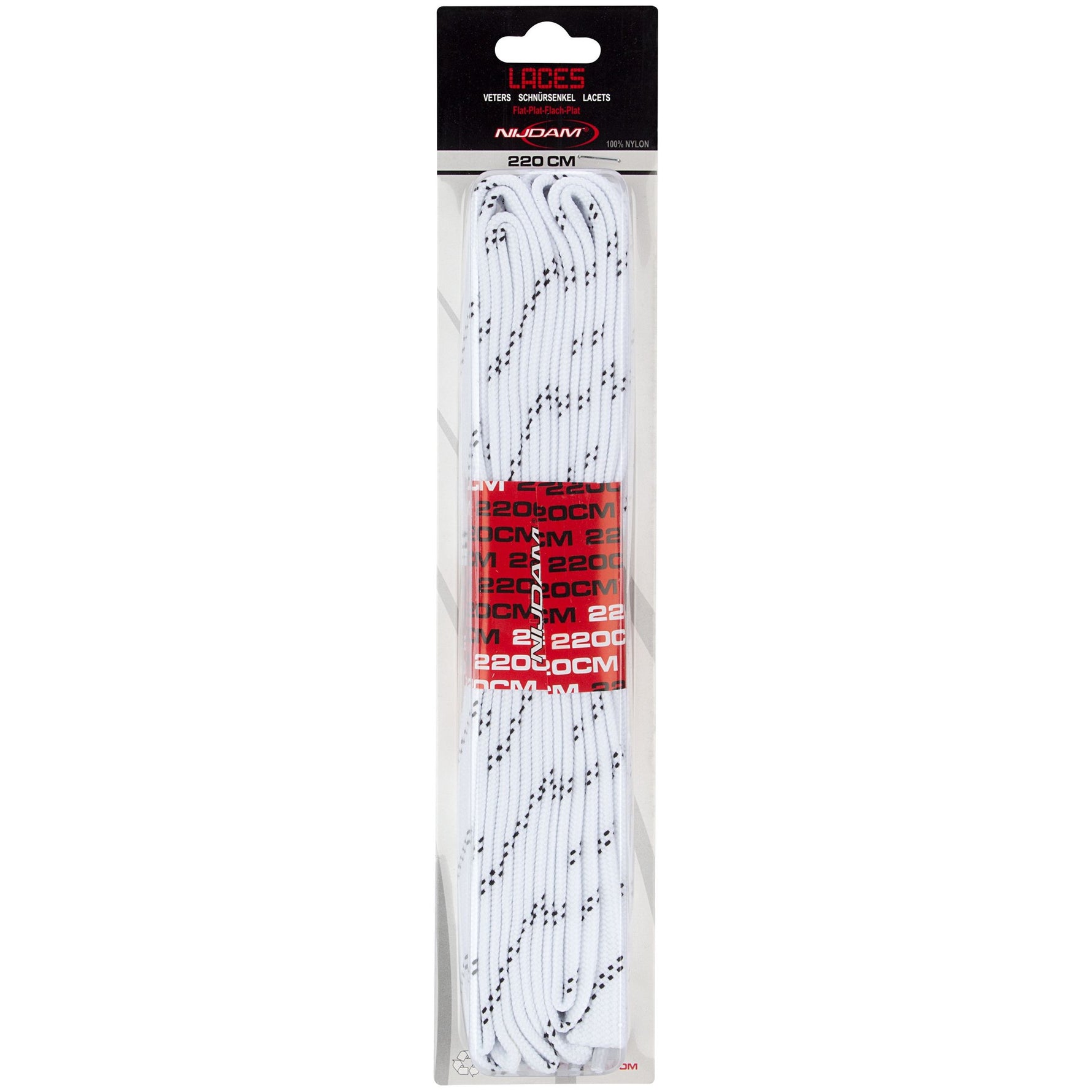 Set 2 perechi sireturi Nijdam, 220 cm, Alb/Negru