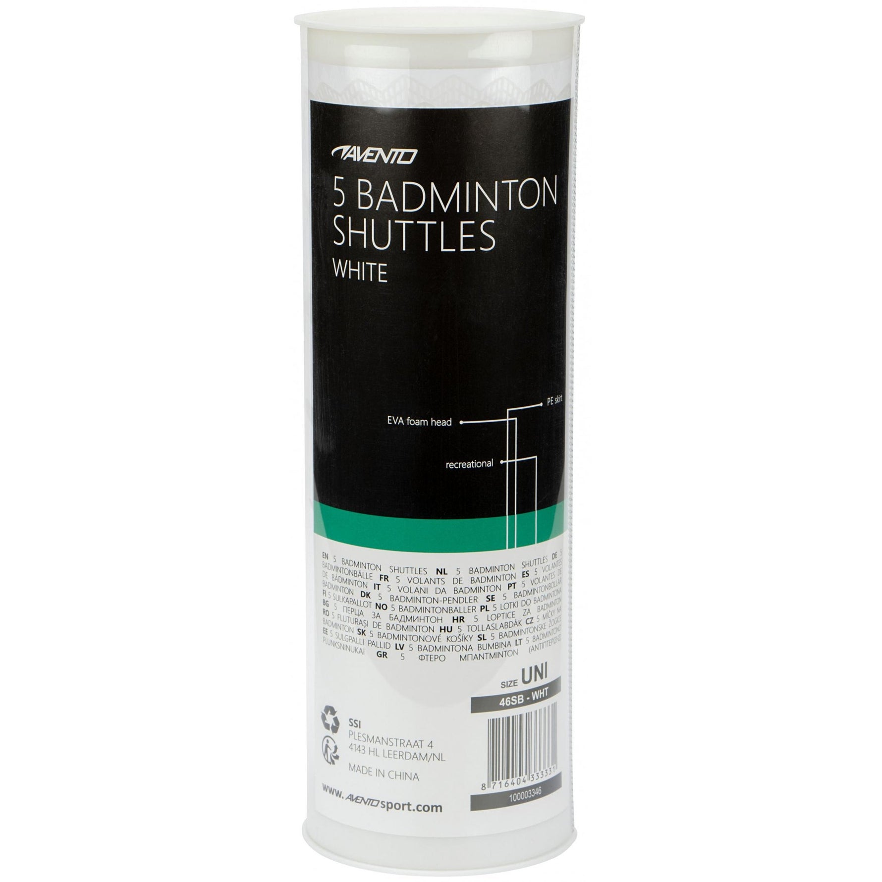 Fluturași Badminton Avento Set 5 Buc - Vârf EVA Alb