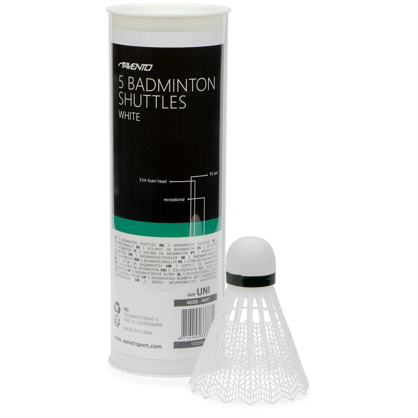 Fluturași Badminton Avento Set 5 Buc - Vârf EVA Alb