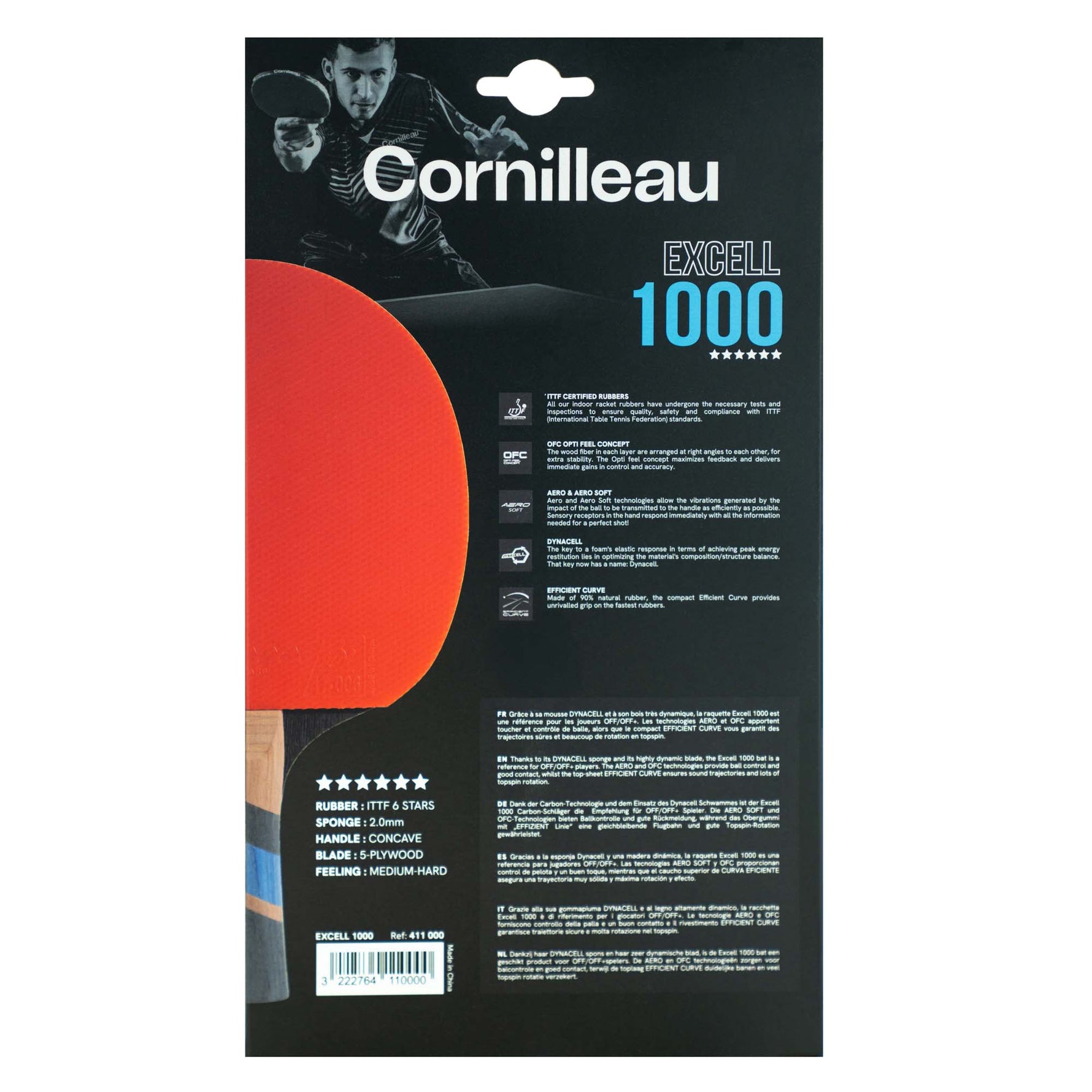 Paletă Tenis de Masă Cornilleau Excell 1000 – OFF/OFF+
