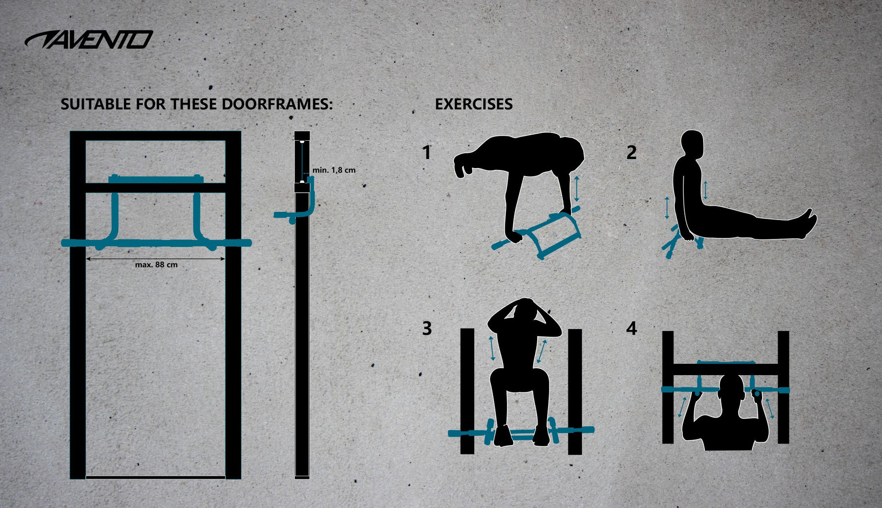 Bara fitness Multi Avento, pentru usa