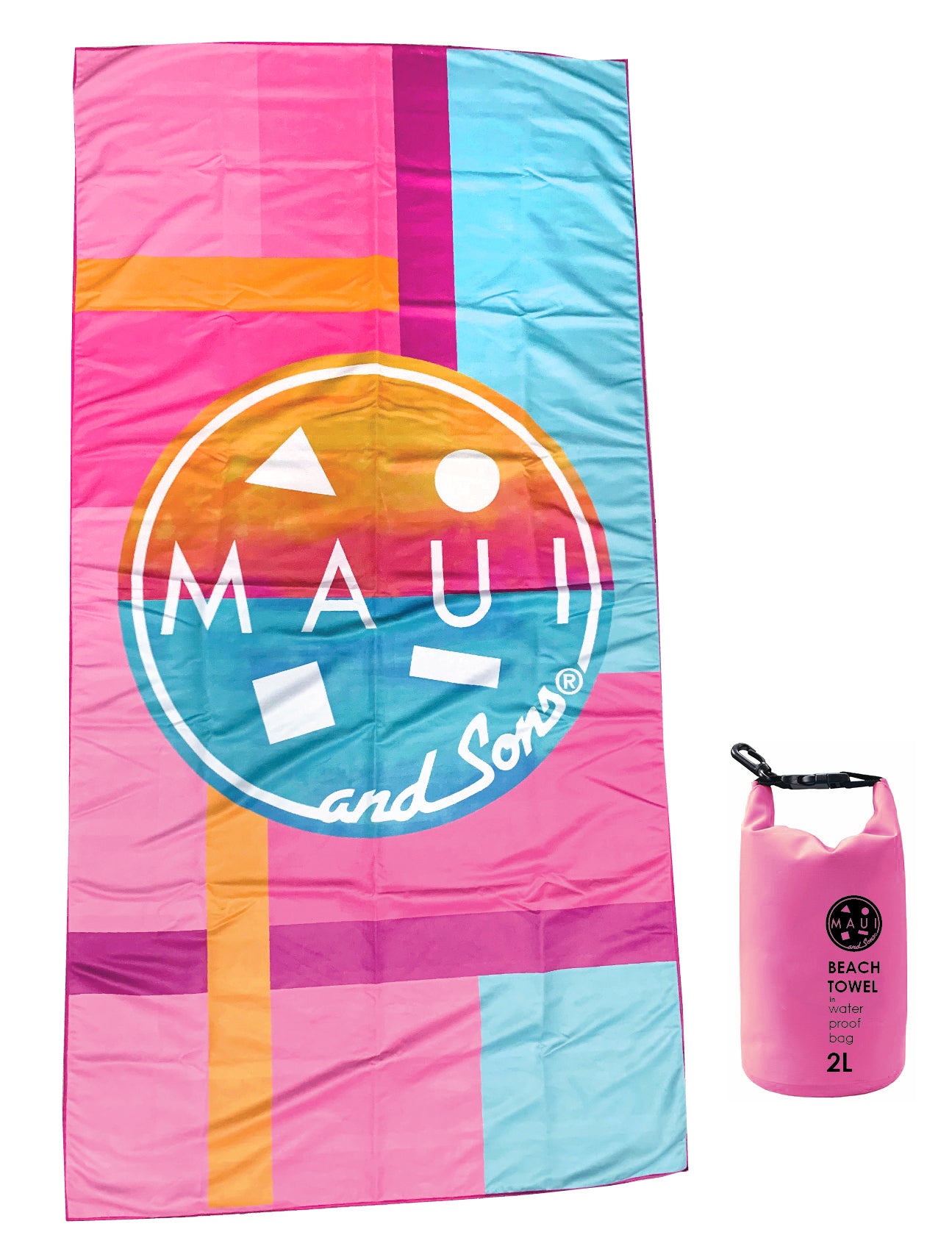Prosop Plajă Microfibră MAUI&SONS Dryfast 90x180cm Print Original Surf Roz - expert - sport.ro