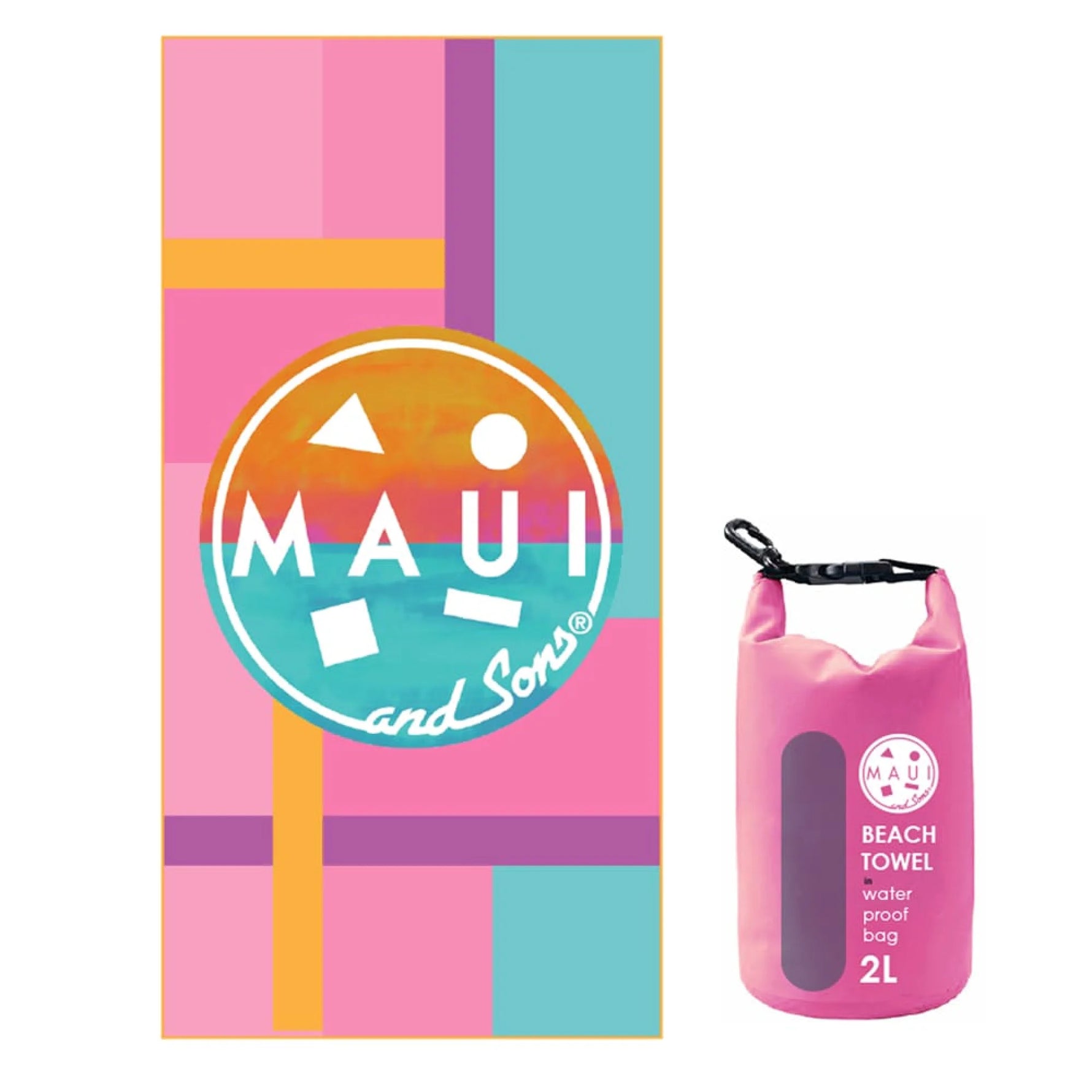 Prosop Plajă MAUI&SONS Microfibră Dryfast 90x180cm Print Original Surf Roz