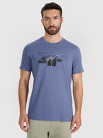 Tricou Bărbați 4F Regular Imprimeu Bleumarin Bumbac 100% - expert - sport.ro
