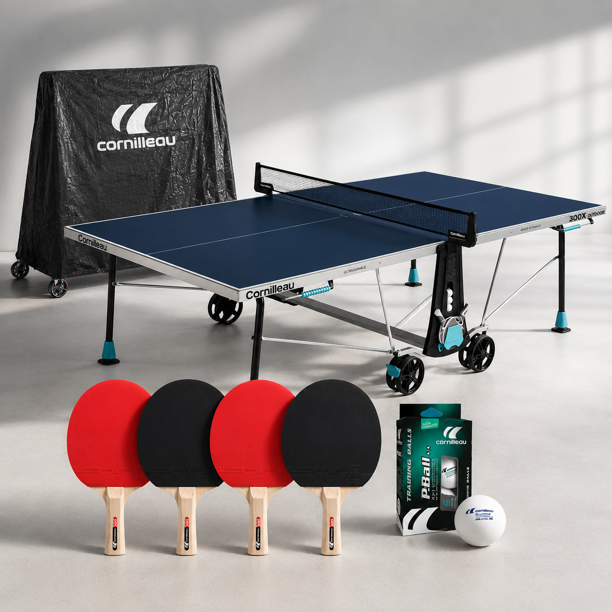 Masă Tenis Exterior CORNILLEAU 300X Outdoor + Set Accesorii