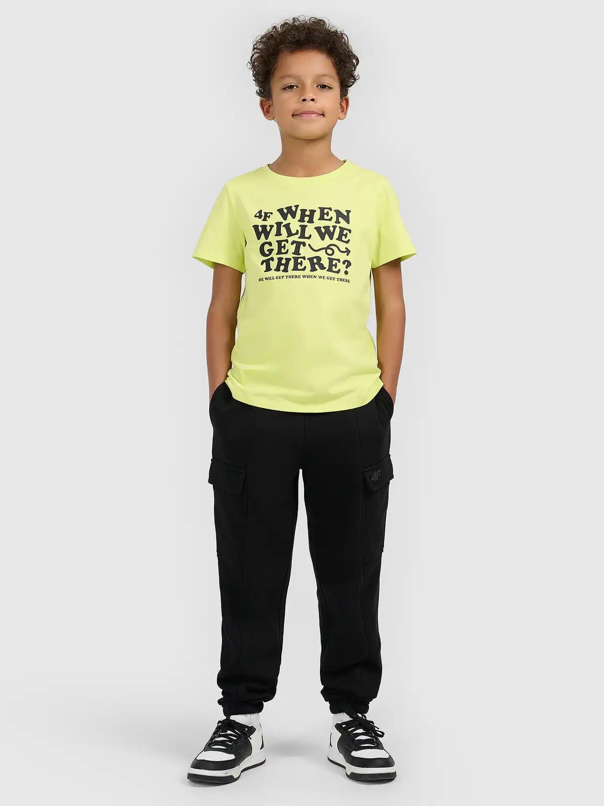 Tricou Junior 4F Bumbac Single Jersey Galben Fluo - expert - sport.ro
