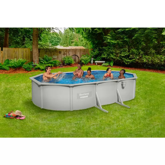 Piscină Ovală Bestway Hydrium Oțel 610x366x122cm gri cu Filtru Nisip