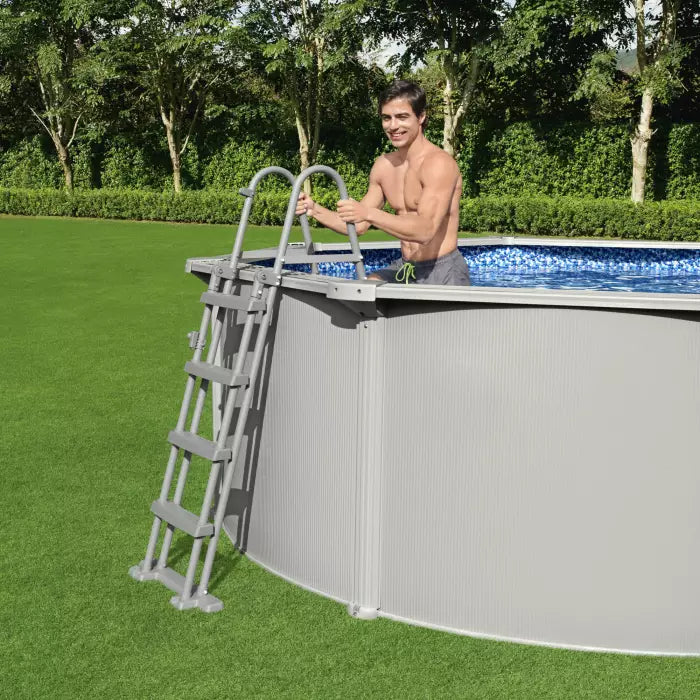 Piscină Ovală Bestway Hydrium Oțel 610x366x122cm gri cu Filtru Nisip