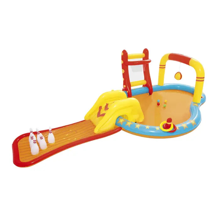 Parc Acvatic Gonflabil Bestway PlayCenter 435x213x117 cm – Tobogan, Coş Baschet, Sprinkler