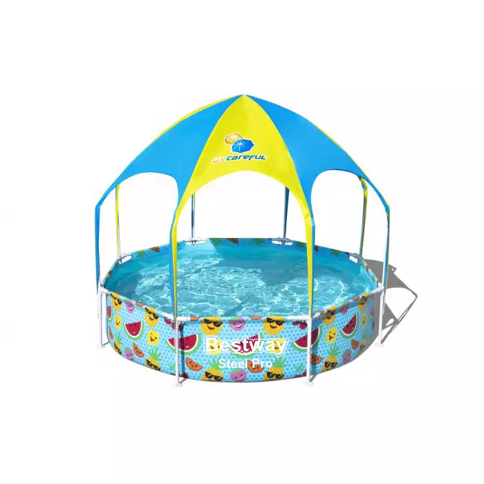 Piscină Rotundă Bestway 244x51 cm – Acoperiş UV UPF40+, Sprinkler, 1688 L