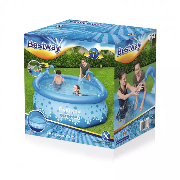 Piscină Gonflabilă Bestway Octopool Ø274x76 cm – 3153 L, Sprinklere Tentacule, Autogonflabilă