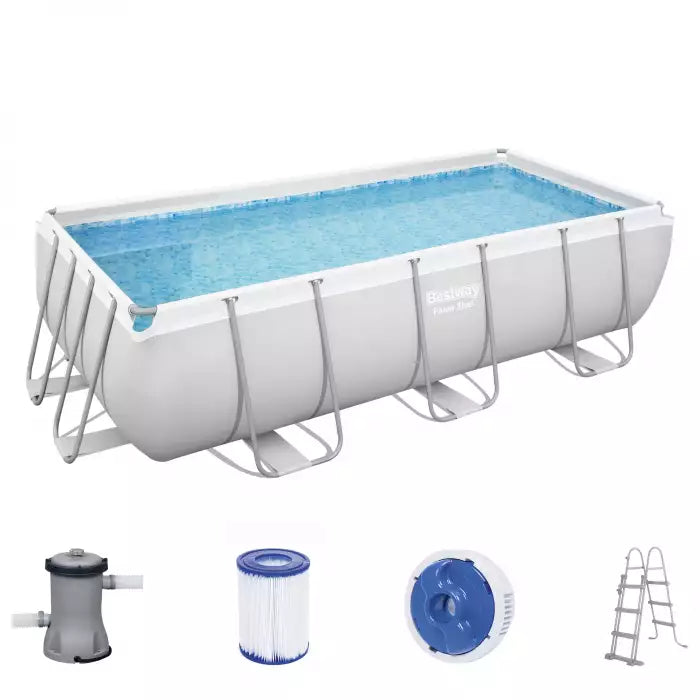 Piscină Dreptunghiulară Bestway Power Steel 404x201x100 cm – 6478 L, Gri