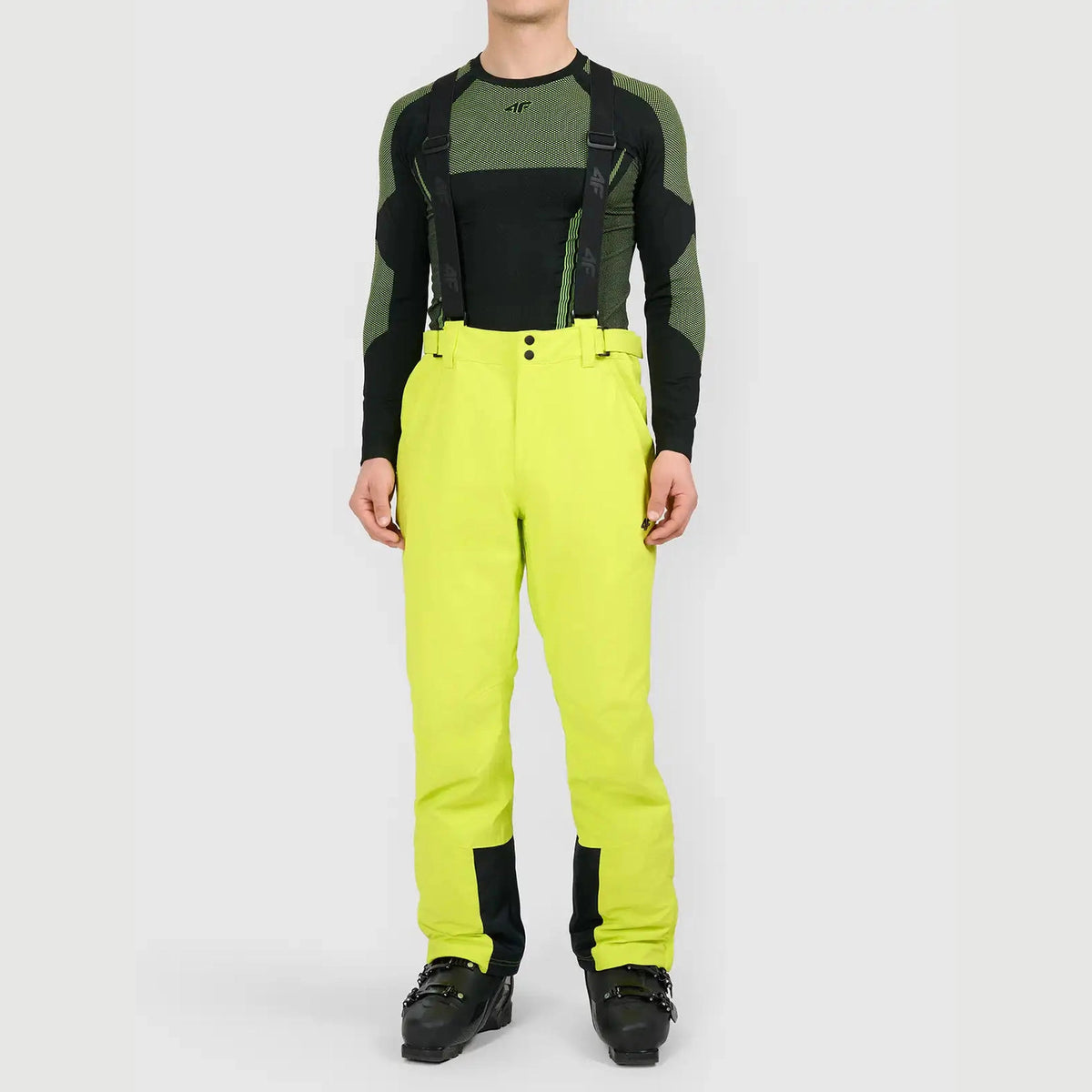 Pantaloni de schi 4F, membrană 5000/3000, negru/galben fluo