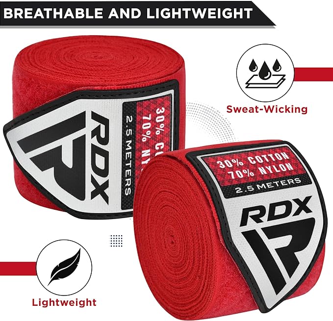 Bandaje Box Copii RDX 2.5m Bumbac-Nailon Buclă Deget Suport Încheieturi