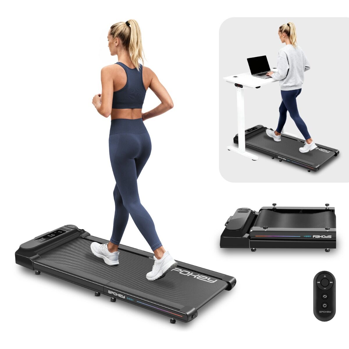 Walking Pad Electric Spokey DASH – Pliabil, 6 km/h, Bluetooth, Telecomandă - expert - sport.ro