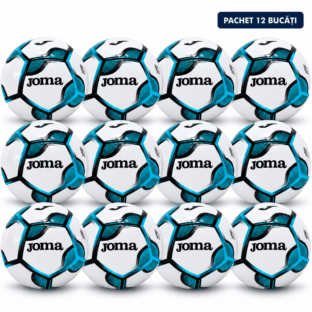 Pachet 12 Mingi de Fotbal Joma Challenge IV Alb/Albastru Marime 4 - expert-sport.ro