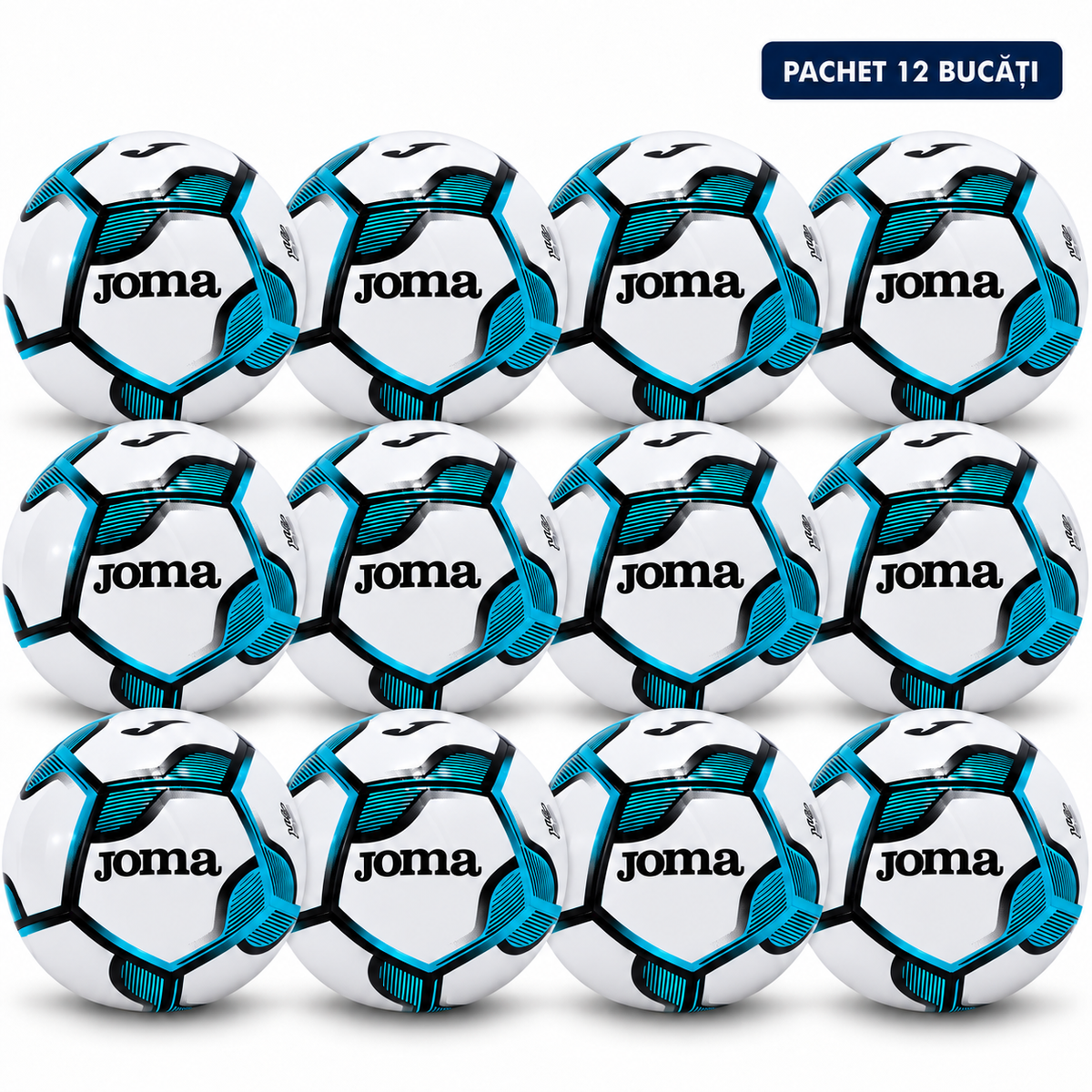 Pachet 12 Mingi de Fotbal Joma Challenge IV Alb/Albastru Marime 4