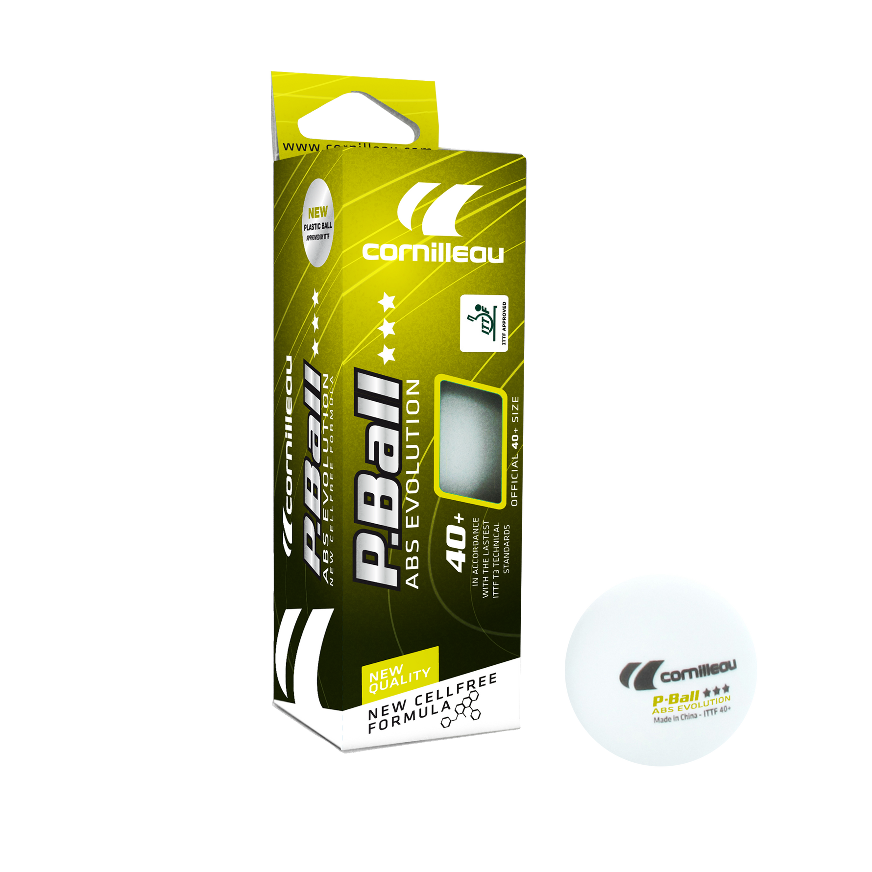 Mingi Tenis de Masă Cornilleau ABS Evolution 3 Stele ITTF – Set 3 buc
