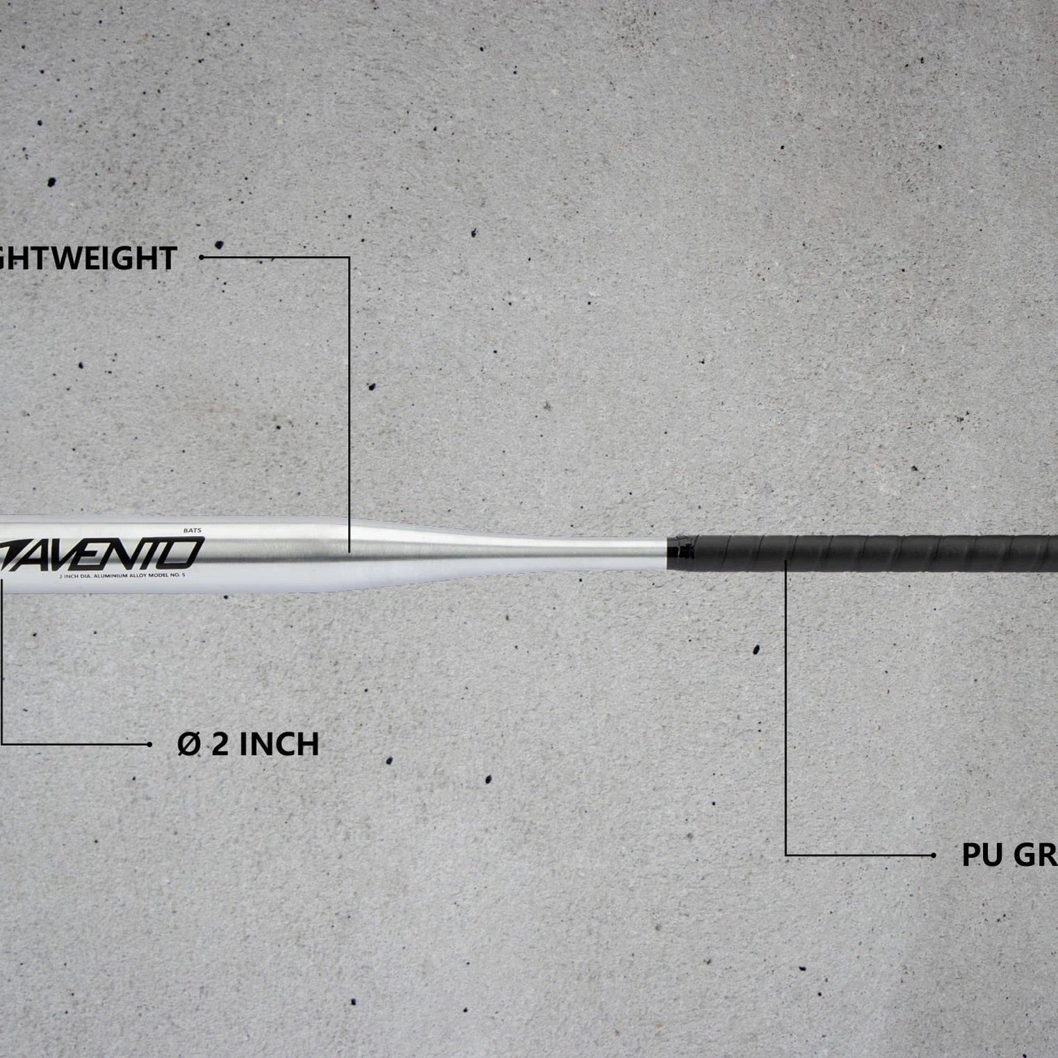 Bata baseball Avento,  aluminiu, 65 cm