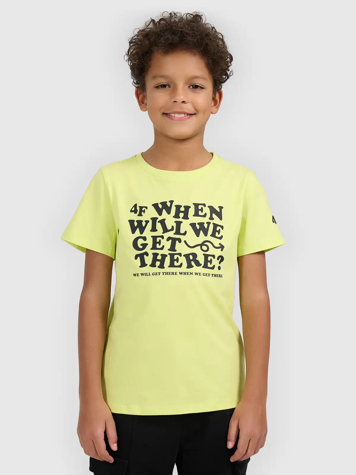 Tricou Junior 4F Bumbac Single Jersey Galben Fluo - expert - sport.ro