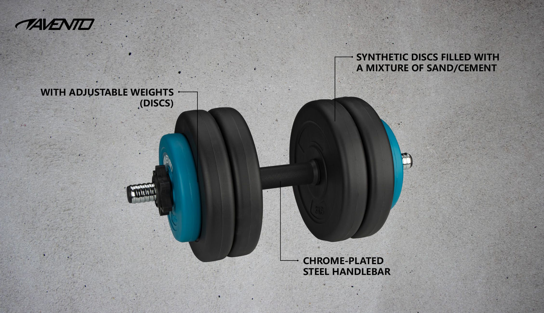 Gantera ajustabila Avento, 15 kg, Syntethic