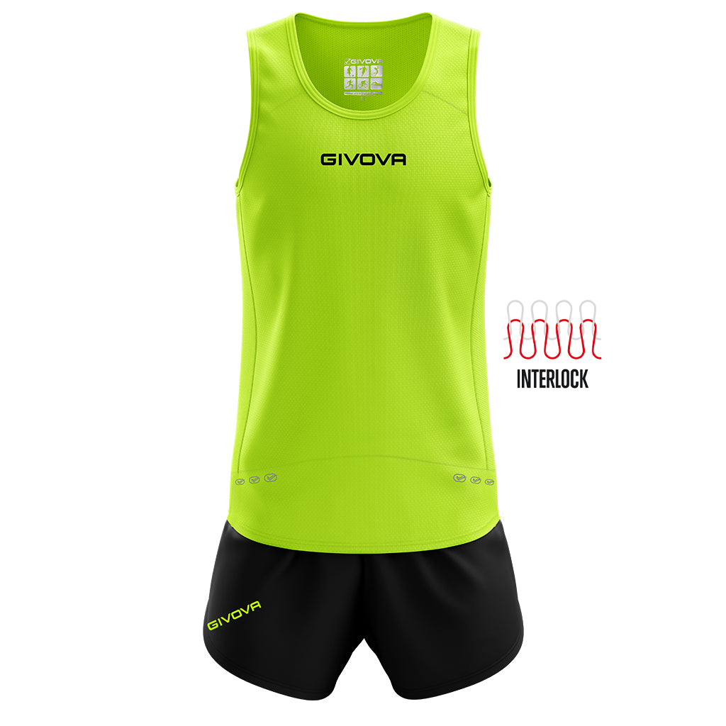 Kit Alergare Givova New York Galben Fluo/Negru – Tricou + Sort
