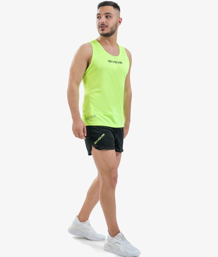 Kit Alergare Givova New York Galben Fluo/Negru – Tricou + Sort