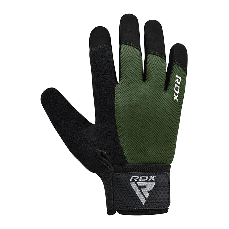 Mănuși Antrenament RDX W1F cu Degete Întregi – Touchscreen, Negru / Verde Militar