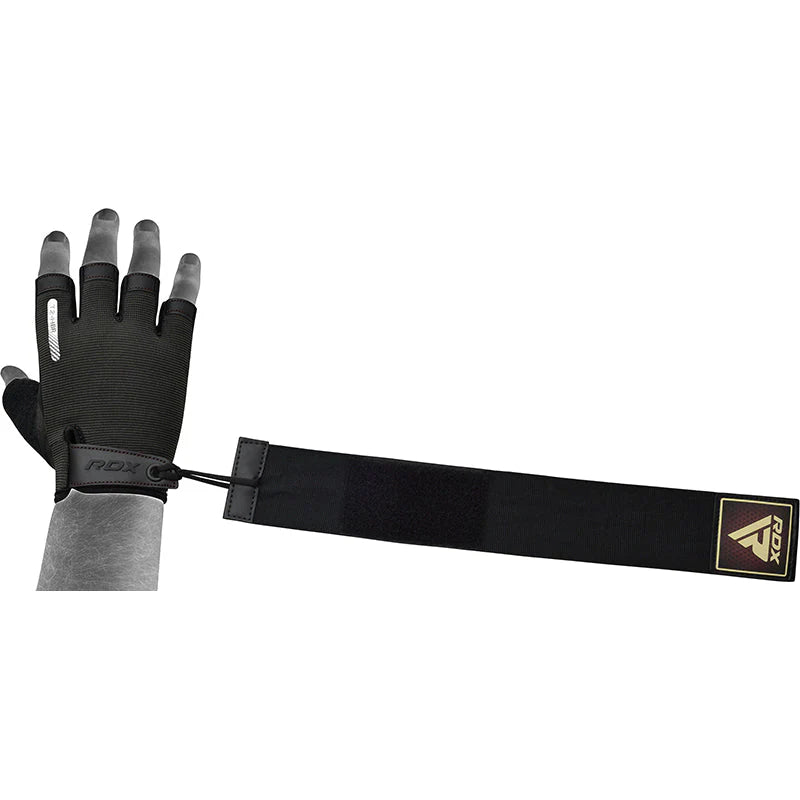 Mănuși Haltere RDX T2 cu Jumătate de Deget – Negru / Maro