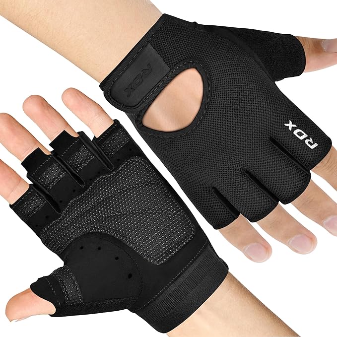 Mănuși Haltere RDX T1 – Protecție Palmă EVA, Negru