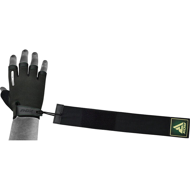 Mănuși Haltere RDX T2 cu Curea – Verde Militar