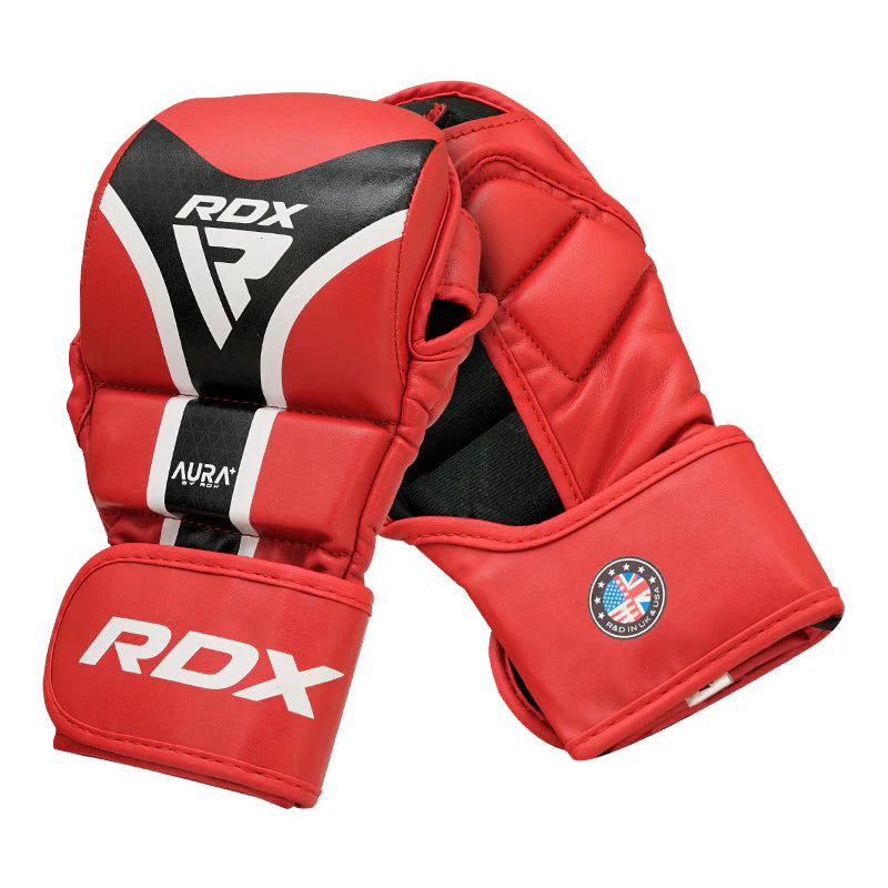 Mănuși Grappling RDX Shooter Aura Plus T-17 Negru Roșu Albastru