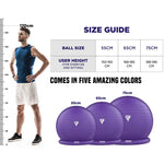 Minge de yoga gonflabila RDX B2 cu baza anti-alunecare, tuburi de rezistenta È™i pompa, 75 cm