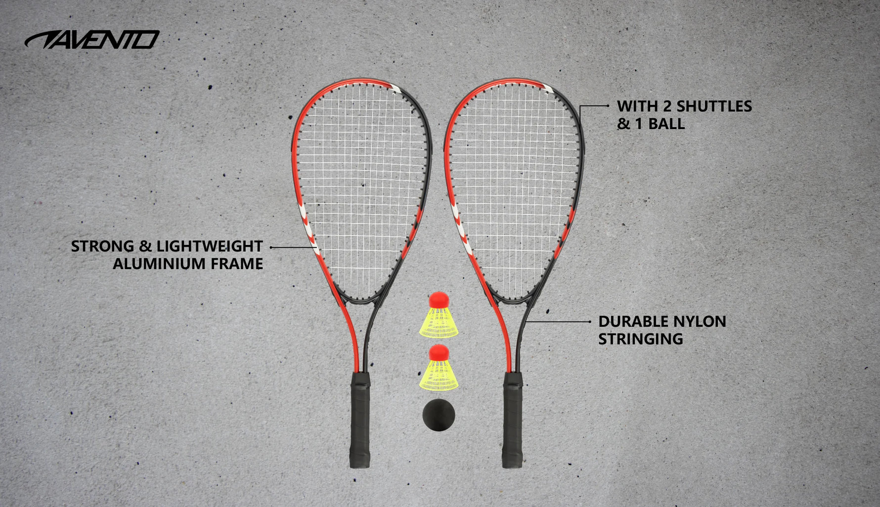Set Crossminton Avento Tie Breaker – 2 Rachete Aluminiu + husa