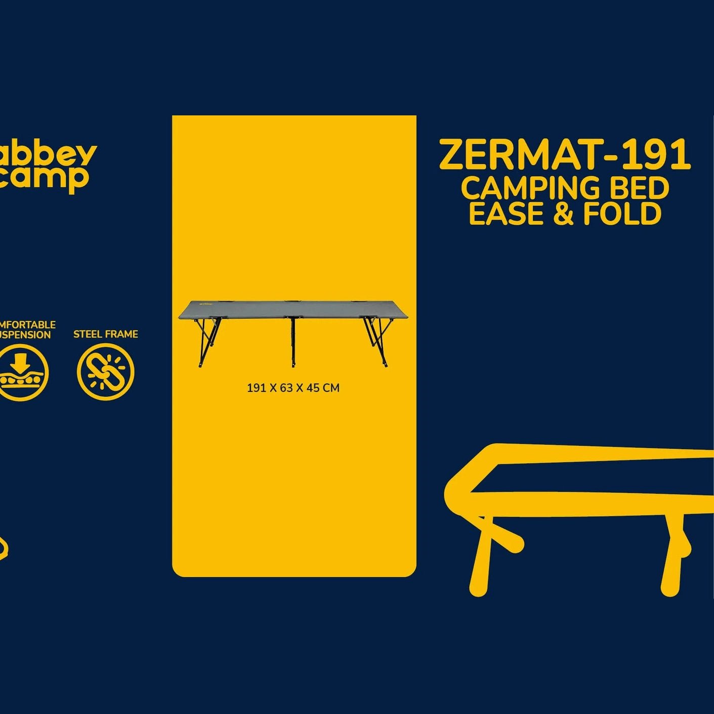 Pat Camping Pliabil Abbey Camp Zermat - 191 – Cu Suspensie, Gri, 191cm - expert - sport.ro