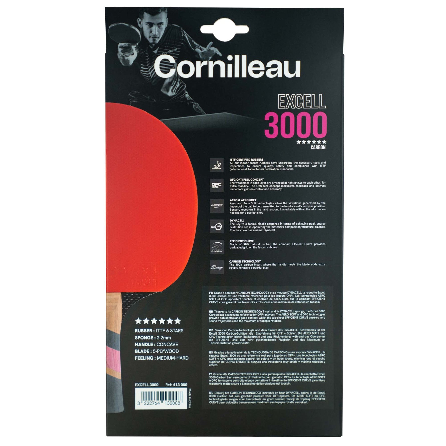 Paletă Tenis de Masă Cornilleau Excell 3000 Carbon