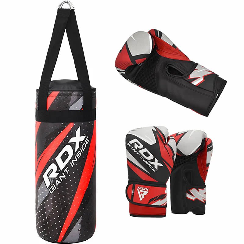 Sac de Box Copii RDX Maya Hide 2ft/60cm cu Mănuși Roșu - expert - sport.ro
