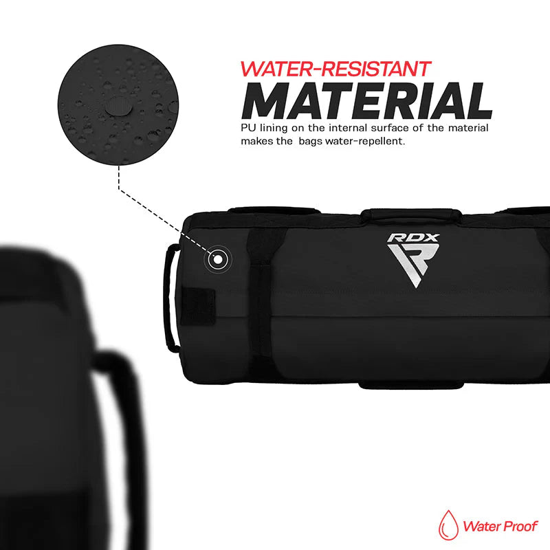 Sac fitnes nisip RDX BLACK (56-90 kg), impermeabil, 8 manere