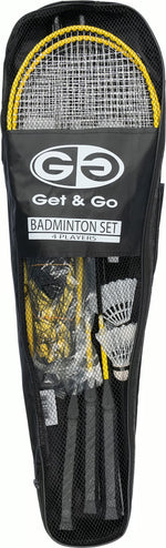 Set Badminton Complet 4 Jucători Get & Go - 4 Rachete, Plasă, Stâlpi, Geantă Transport