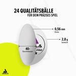 Mingi Tenis de Masă JOOLA 3-Star PRO 40+ Set 24 buc Alb