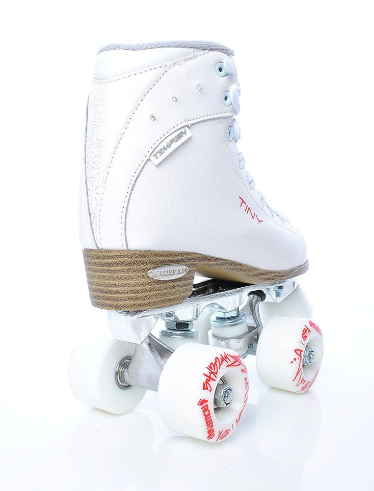 Patine Quad Copii Tempish TINY PLUS Piele Naturală Alb Cristale 54mm ABEC 7